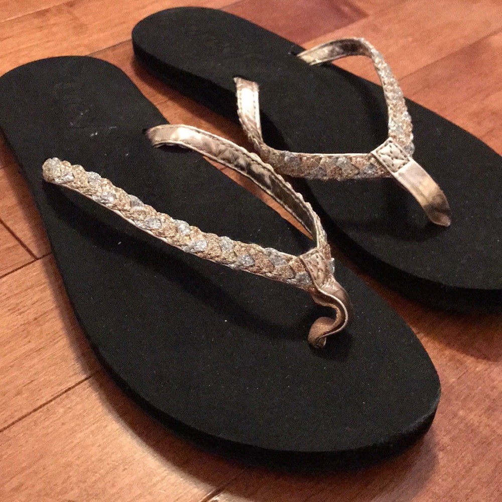 Reef metallic strap flip flops